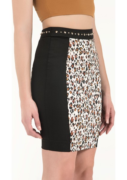 Leopar Kemeri Aksesuarlı Desenli Etek 80532 modelleri
