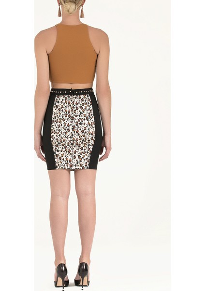 Leopar Kemeri Aksesuarlı Desenli Etek 80532 fırsatları