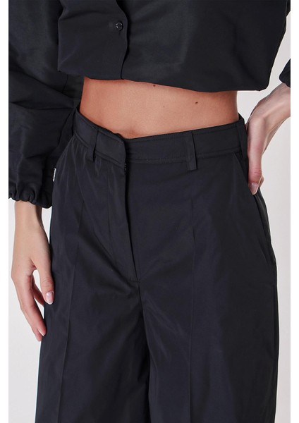 Siyah Beli Lastikli Bol Kesim Pantolon 41629