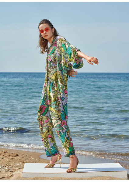 Desenli Beli Lastikli Bol Kesim Pantolon 41602 fiyatları