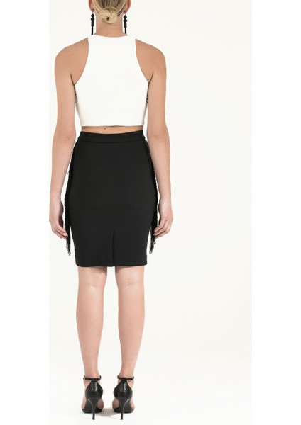 Siyah Yanları Püsküllü Kalem Etek 80810 fırsatları