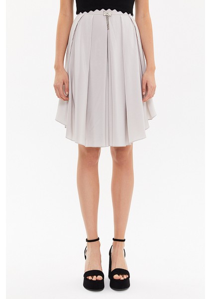 Gri Pileli Ipek Etek 80401