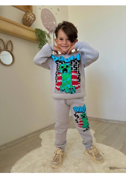 Erkek Çocuk Craf Modelli 3 Iplik Şardonlu Eşofman Takımı modelleri