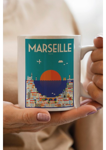 France- Marseille- Marsilya Baskılı Premium Kupa Bardak