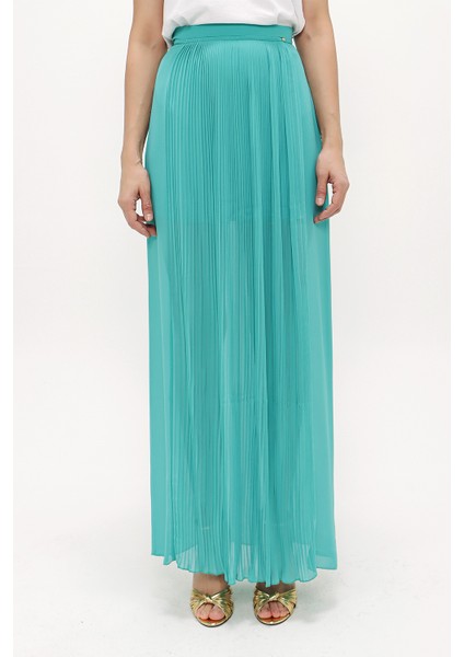 Su Yeşili Piliseli Şifon Etek 80513