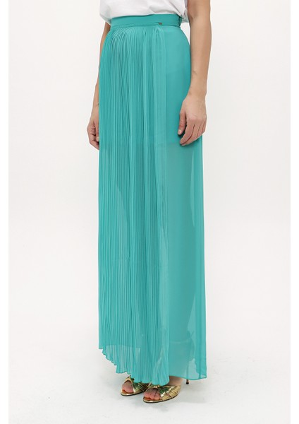 Su Yeşili Piliseli Şifon Etek 80513