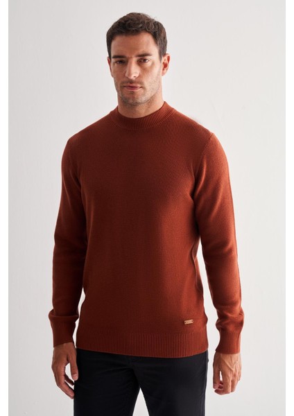 Taba Yarım Balıkçı Yaka Uzun Kol Cepsiz Comfort Fit Casual Pamuklu Triko Kazak 1012255203 modelleri