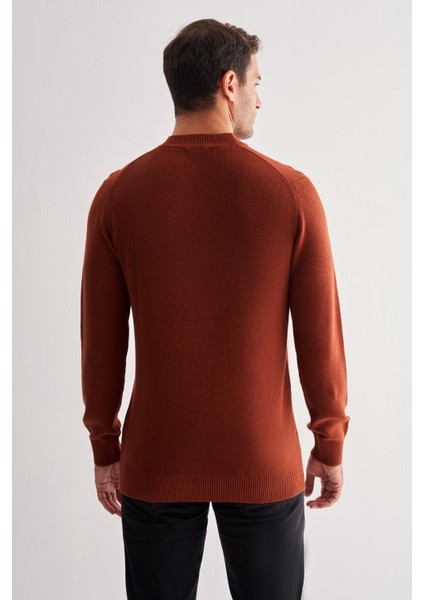 Taba Yarım Balıkçı Yaka Uzun Kol Cepsiz Comfort Fit Casual Pamuklu Triko Kazak 1012255203 indirimleri