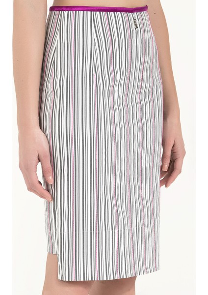 Siyah Beyaz Çizgili Pamuk Etek 80383 modelleri