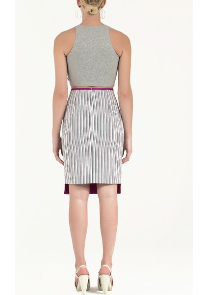 Siyah Beyaz Çizgili Pamuk Etek 80383 fırsatları