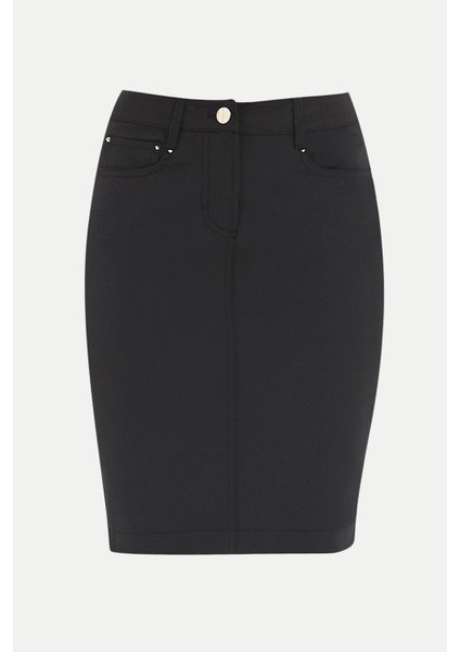 Siyah Likra Kumaş Diz Üstü Etek 80622