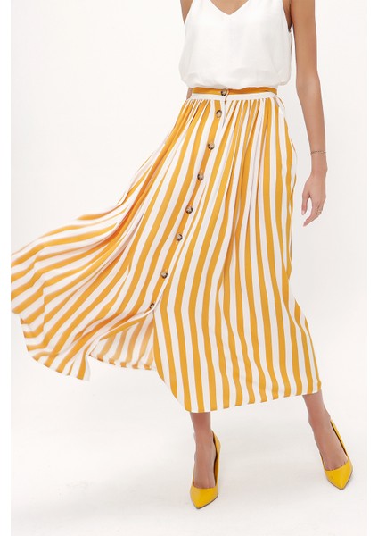 Hardal Düğmeli ve Büzgülü Etek 81052 fırsatları