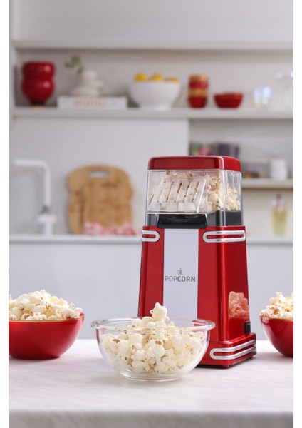 Kırmızı Retro Popcorn Makinesi, Lezzetli Atıştırmalıklar Için Şık Tasarım
