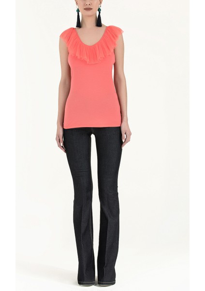 Mercan Piliseli V Yakalı Bluz 19596