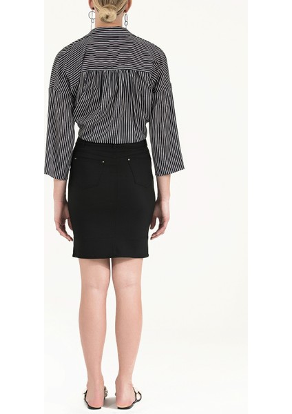 Siyah Fermuarlı Dar Kesim Etek 80528