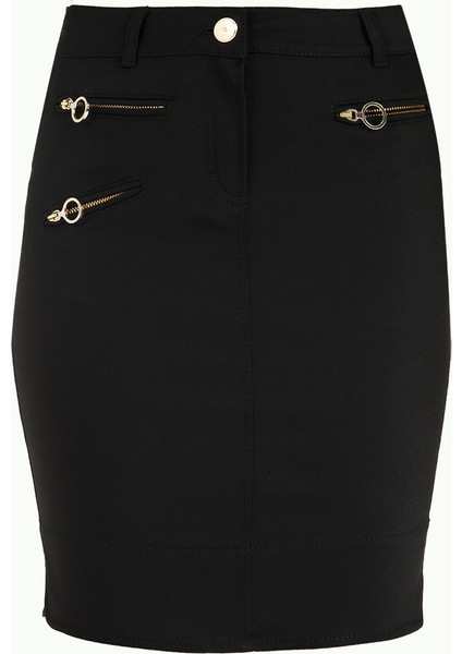 Siyah Fermuarlı Dar Kesim Etek 80528