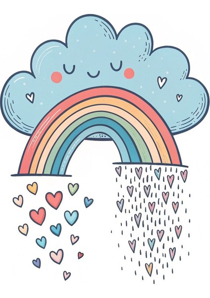 Çocuk Odası Kreş Kalpli Gökkuşağı Ev Duvar Salon Güzellik Salonu Ofis Dükkan Dekarasyon Kanvas Tablo fiyatları