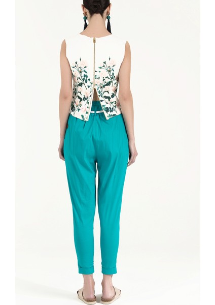 Su Yeşili Bol Kesim Pamuk Pantolon 40687 fırsatları