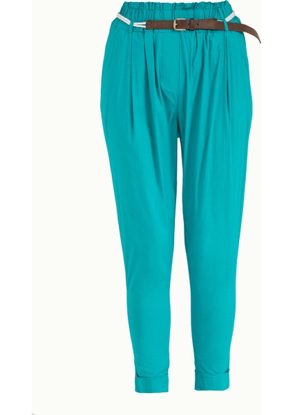 Su Yeşili Bol Kesim Pamuk Pantolon 40687 indirimleri