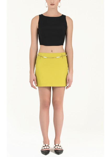 Yeşil Kemerli Mini Etek 80590