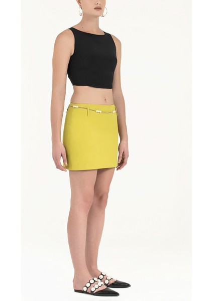 Yeşil Kemerli Mini Etek 80590