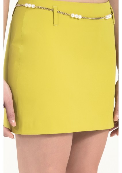 Yeşil Kemerli Mini Etek 80590