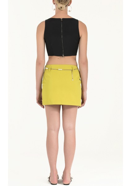 Yeşil Kemerli Mini Etek 80590