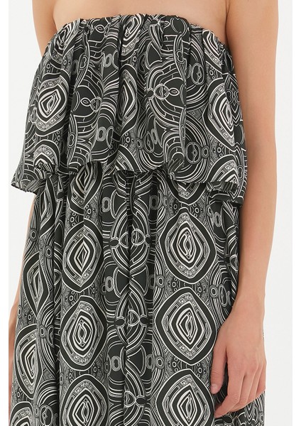 Yeşil Straplez Volanlı Uzun Elbise 92331 modelleri