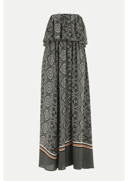 Yeşil Straplez Volanlı Uzun Elbise 92331 indirimleri