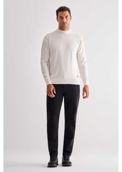 Açık Krem Yarım Balıkçı Yaka Cepsiz Comfort Fit Classic Pamuklu Triko Kazak 1012255001 fiyatları