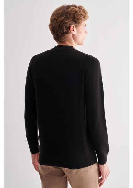 Siyah Yarım Balıkçı Yaka Uzun Kol Cepsiz Comfort Fit Casual Pamuklu Triko Kazak 1012255203 indirimleri