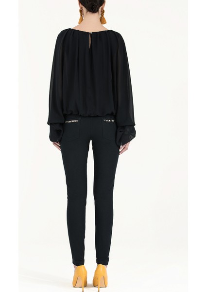 Lacivert Metal Yapıştırmalı Cep Pantolon 41242