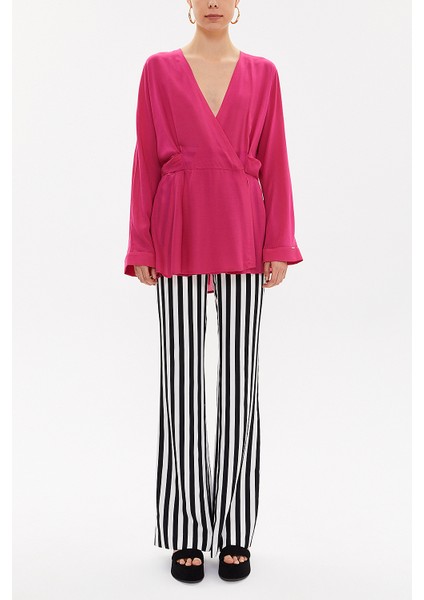 Fuşya Kuşaklı Bluz 19765