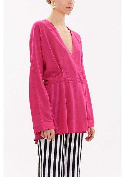 Fuşya Kuşaklı Bluz 19765 modelleri