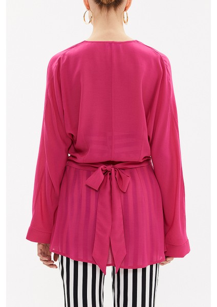 Fuşya Kuşaklı Bluz 19765 indirimleri