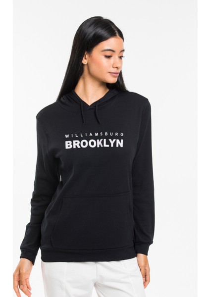 Kadın Kapşonlu Rahat Kalıp Ince Wıllamsburg Brooklyn Baskılı Swetashırt SPR24SWK123 fiyatları