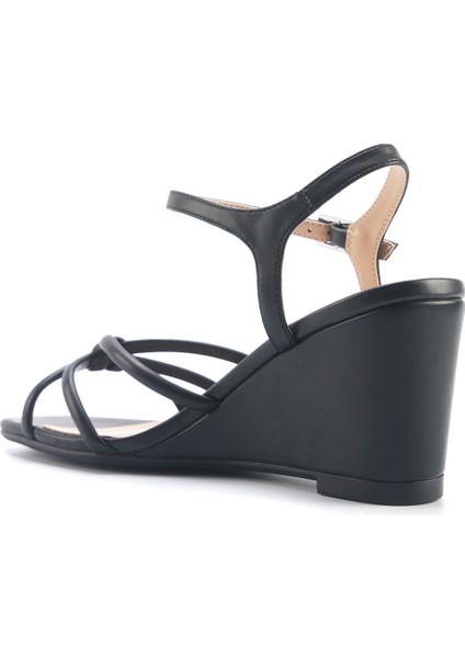 Jorgıa 5fx Siyah Kadın Dolgu Topuk Sandalet
