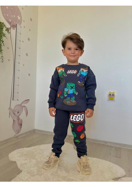Erkek Çocuk Legoo Modelli 3 Iplik Şardonlu Eşofman Takımı modelleri