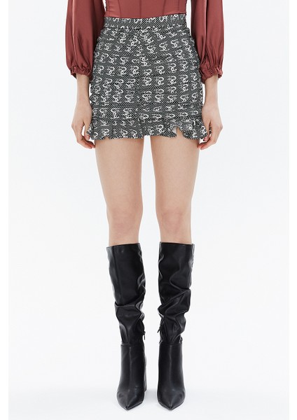 Puantiyeli Büzgülü Dar Kesim Midi Etek 81123 fiyatları