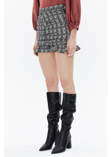 Puantiyeli Büzgülü Dar Kesim Midi Etek 81123 modelleri