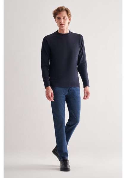 Lacivert Uzun Kol Bisiklet Yaka Cepsiz Slim Fit Triko 1012255151 fiyatları