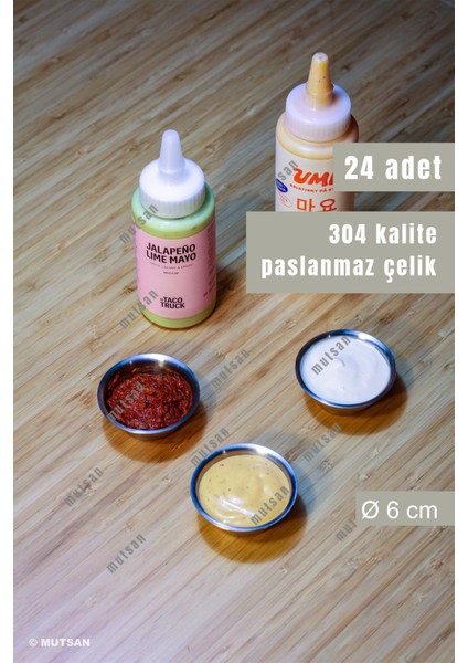 24’lü Paslanmaz Çelik Joker Sosluk Seti 6 cm | Baharat, Ketçap, Hamburger Yanı | Kafe, Restoran