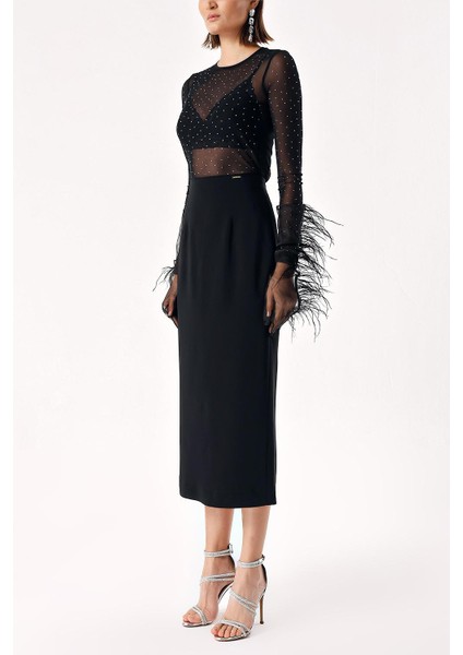 Siyah Fermuarlı Uzun Kalem Etek 81219 modelleri