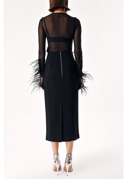 Siyah Fermuarlı Uzun Kalem Etek 81219 fırsatları