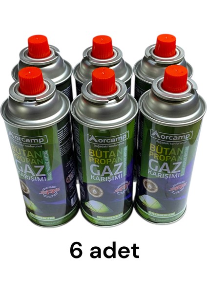Kamp Ocak Kartuş Dik Uzun 227GR Valfli Pütan Propan Gaz Kartuşu 6 Adet Yeni Tarihli