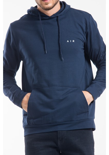 Erkek Kapşonlu Rahat Kalıp Ince Ar Baskılı Swetashırt SPR24SW122 modelleri