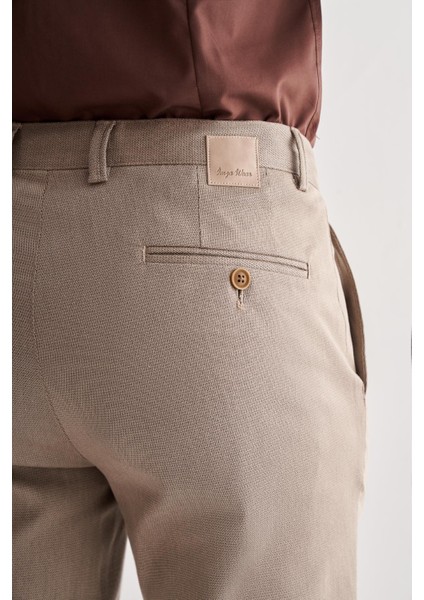 Koyu Bej Yan Cep Düz Paça Pamuklu Comfort Fit Chino Casual Pantolon 1003255166 indirimleri