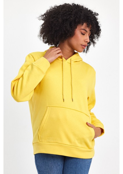 Kadın Kapşonlu Rahat Kalıp Içi Polarlı 3 Iplik Sweatshırt SPR24SWK55 modelleri