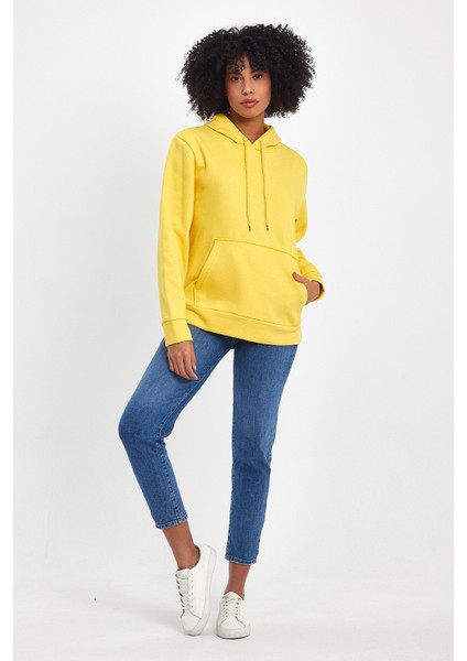 Kadın Kapşonlu Rahat Kalıp Içi Polarlı 3 Iplik Sweatshırt SPR24SWK55 indirimleri