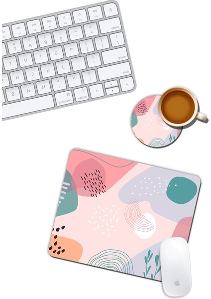 Desenli Mouse Pad ve Bardak Altığı Set
